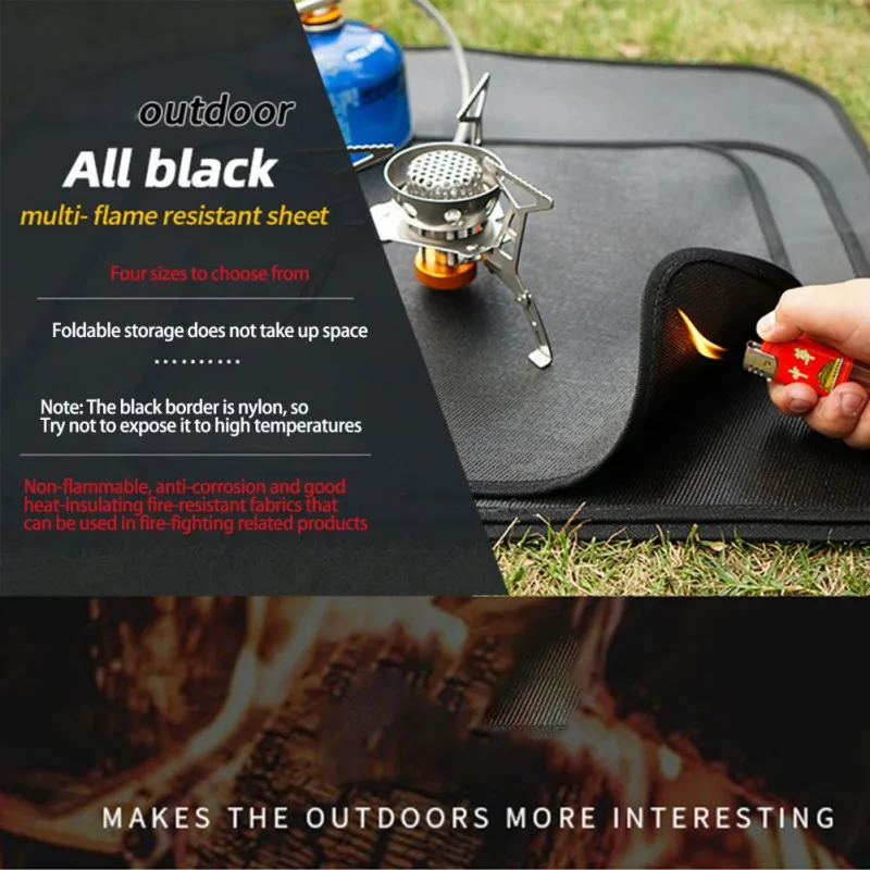 

Outdoor Camping Fireproof Cloth Picnic Barbecue Flame Retardant Protective Mat Silicone Coated Fireproof Grill Mat BBQ Equipment