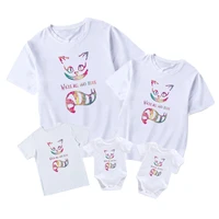 disney cheshire cat alice in wonderland kids short sleeve baby girl boy baby romper family matching clothes adult unisex tshirts