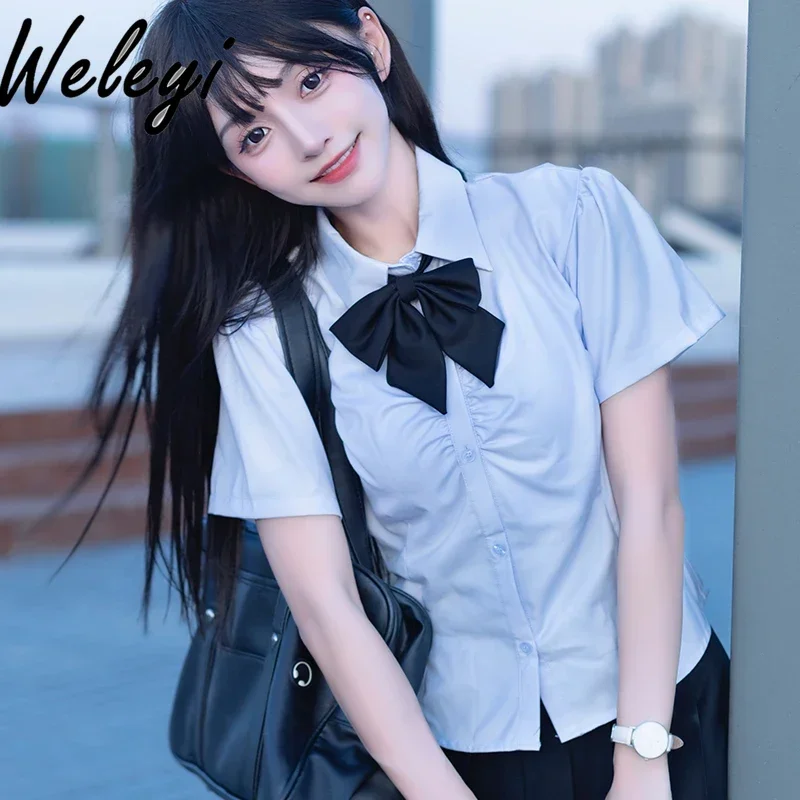 Милая женская рубашка joo Kei Корейская летняя модель 2024 года цвет голубой с