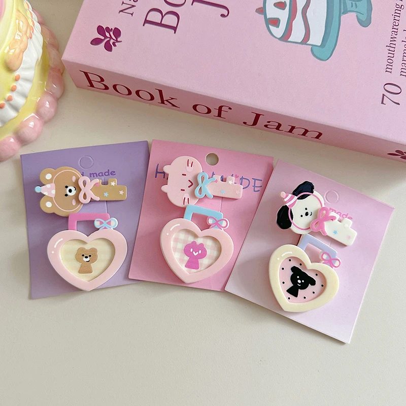 Форма замка и ключа заколка для волос с маленькими животными милая мультяшной