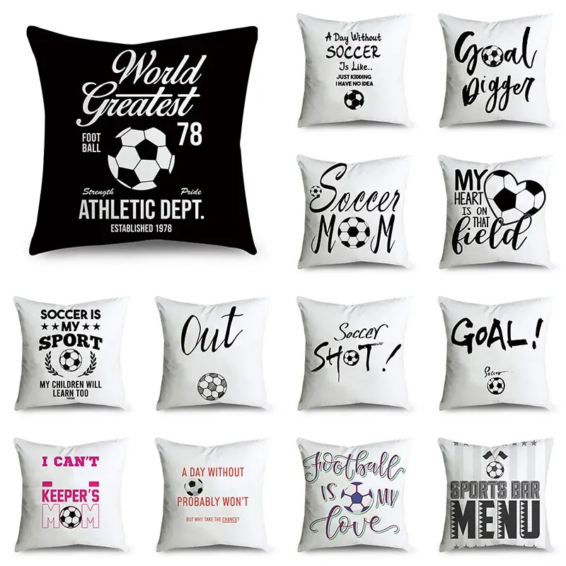 

Чехол с мультяшным рисунком футбольной тематики, чехол для подушки, чехол для домашнего дивана, декоративная подушка для автомобиля, Чехол ...