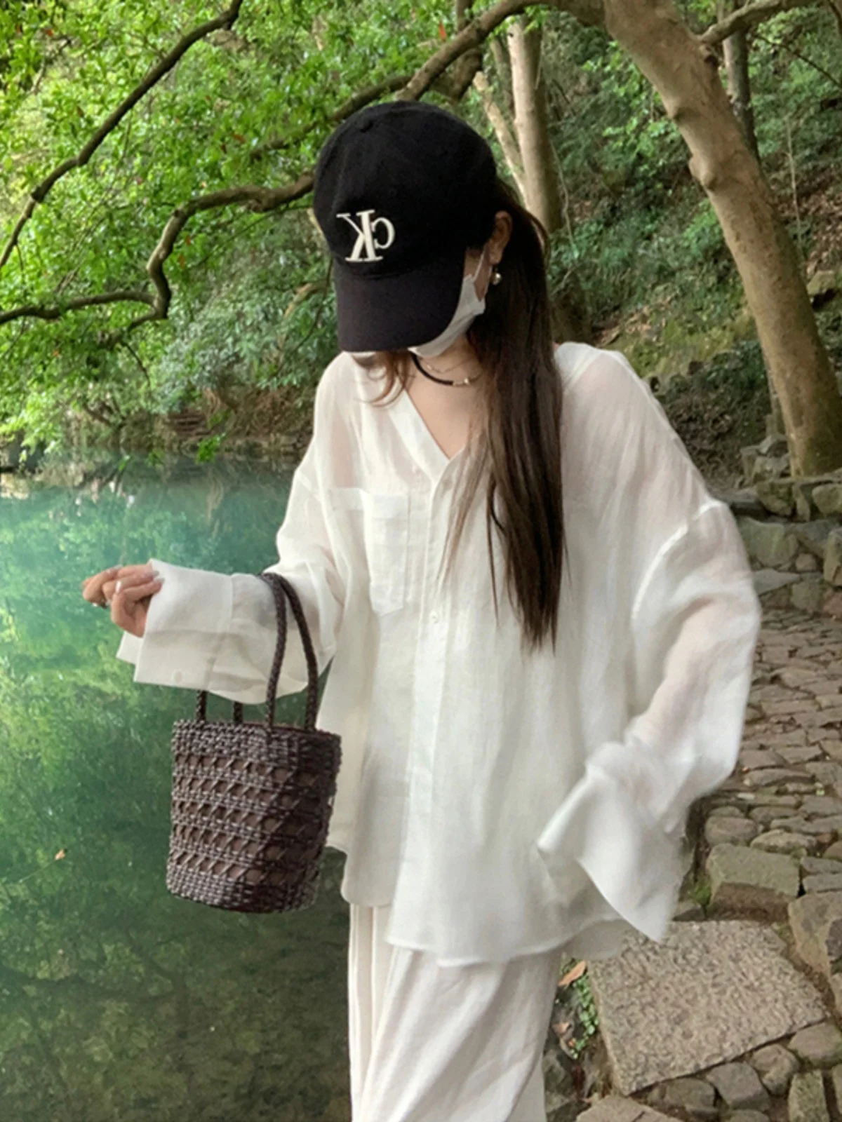 Комплект женских белых льняных рубашек свободная летняя одежда для защиты от