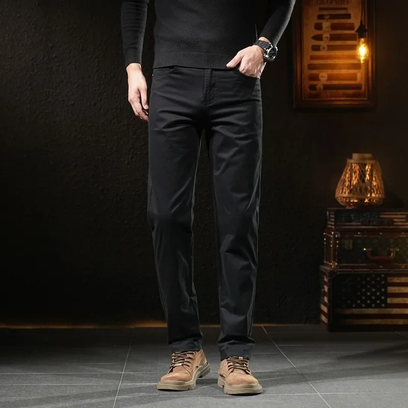 Autumn Luxury Casual Cotton Straight-Leg Men's Pants Business Fashionable Versatile Slims Smooths Your Silhouette Trouser