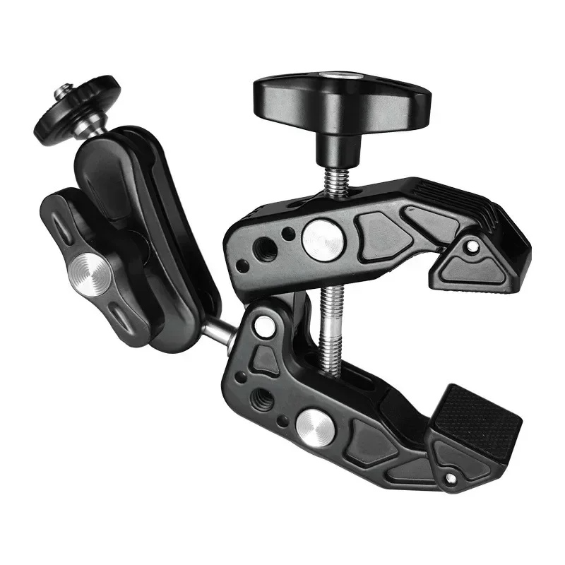 Metal Super Clamp with 360° Ball Head Magic Arm 1/4" 3/8" Hole for DSLR Camera Monitor LED Light Mic