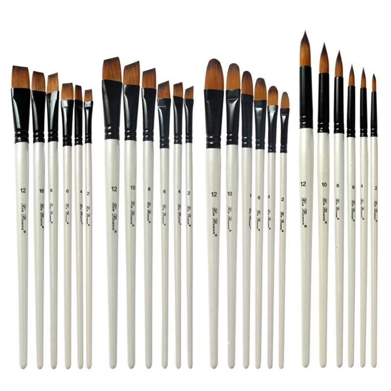 

6Pcs/Pack Portable Nylon Brushes Wood Handle for Kids Adults Painting Coloring