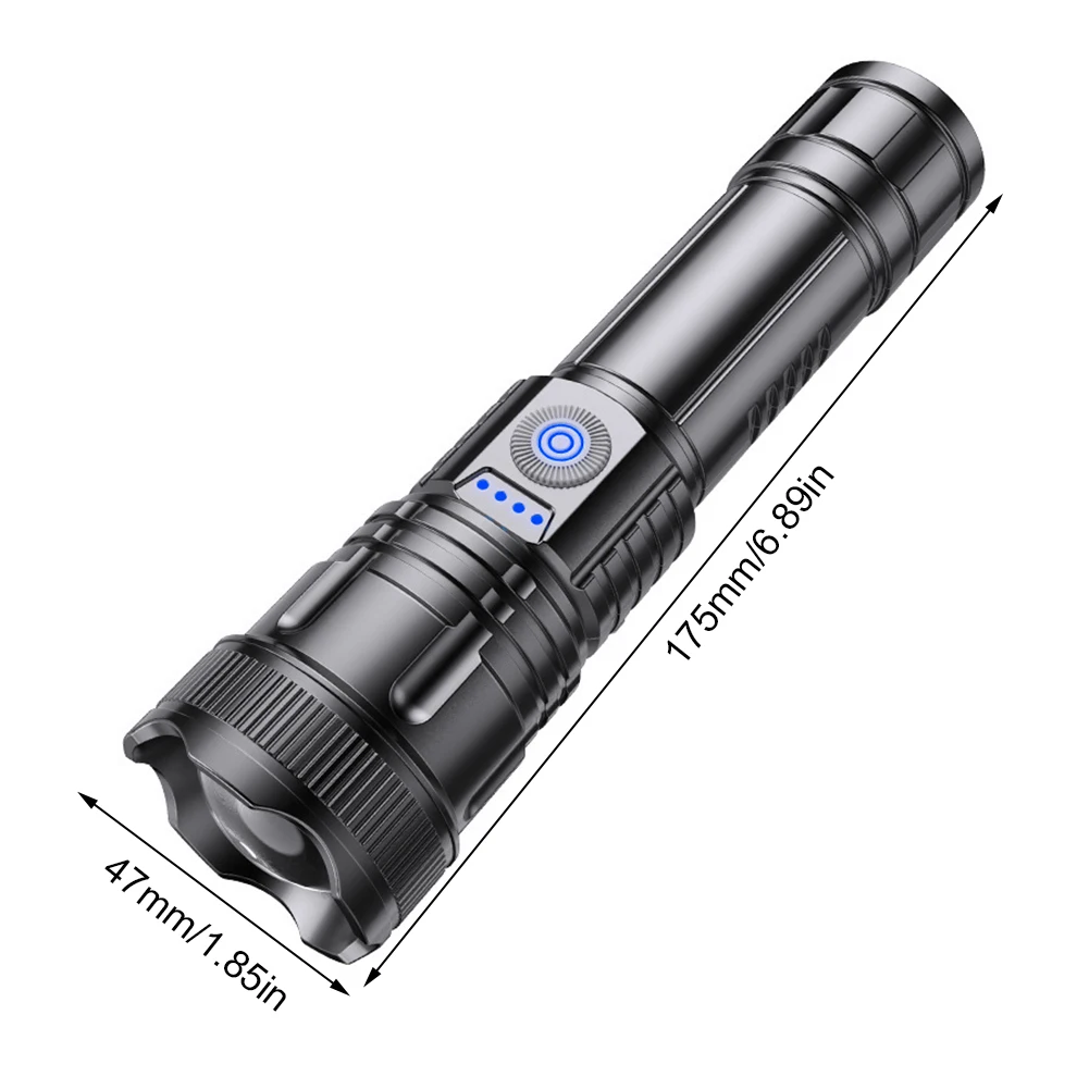 500LM Компактный фонарик для кемпинга с дисплеем мощности светодиодный фонарь тип C