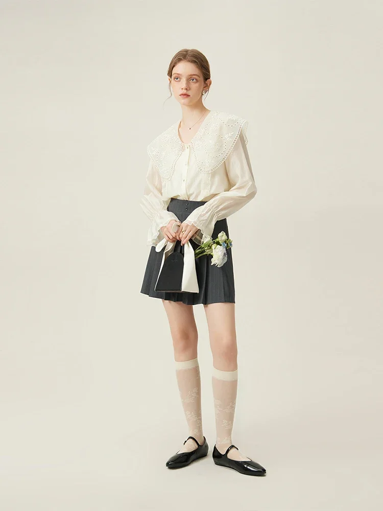 Женская блузка с длинным рукавом и воротником Питер Пэн