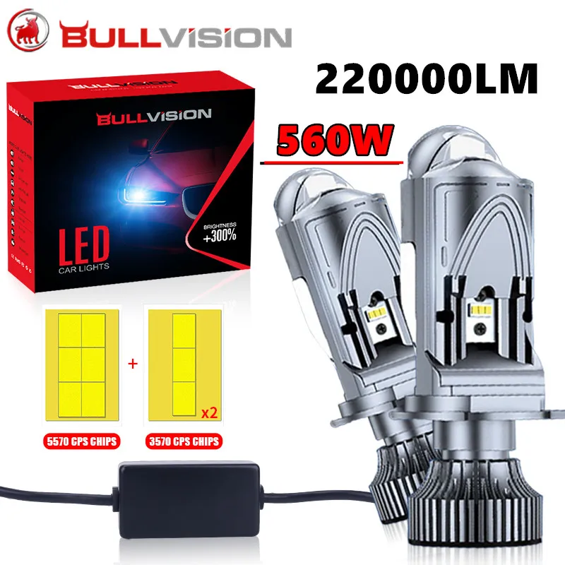 

H4 Mini Projector Len Bi LED H4 Canbus 560W Auto Car Light Kit Motorcycle Fog Lamp 12V 24V 32V LHD STG Bulb Hi/Lo Beam Plug&play