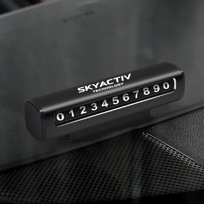 

Автомобильная карточка с номером временной парковки для Mazda skyфитнес 2 3 6 Cx5 Cx3 Cx30, металлическая Поворотная Скрытая табличка с номером телефо...