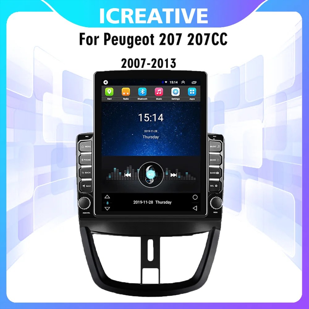 

Car GPS Navigation Multimedia Player 4G Carplay Radio 2 Din Android Autoradio 9.7" Tesla Screen For Peugeot 207 207CC 2007-2013