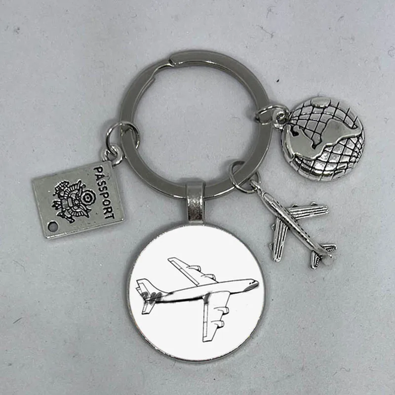 Модные ювелирные изделия купол стеклянный сплав брелок самолет металлическая