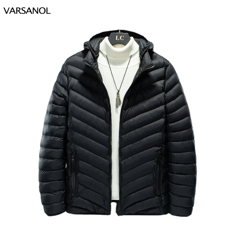 VARSANOL Warm Mens Parkas Jacket 2022 Winter Hooded Zipper New Jackets Coats Man Polyester Man Clothing Jackets Outdoor Oversize