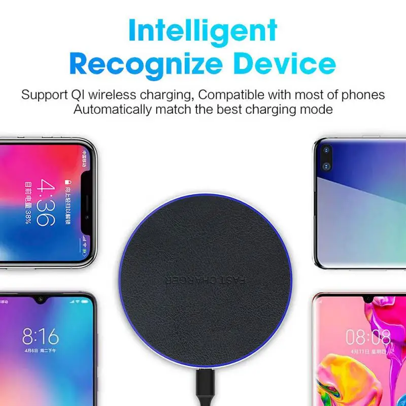 

Qi Wireless Charger With Led Light Antiskid Fast Charging Lightweight Durable For Mi 9 Fast Charger Ultra-thin 30w