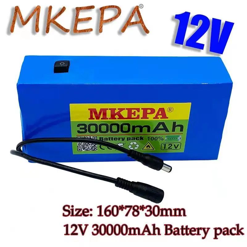

100% New Portable 12v 30000mAh Lithium-ion Battery pack DC 12.6V 30Ah battery