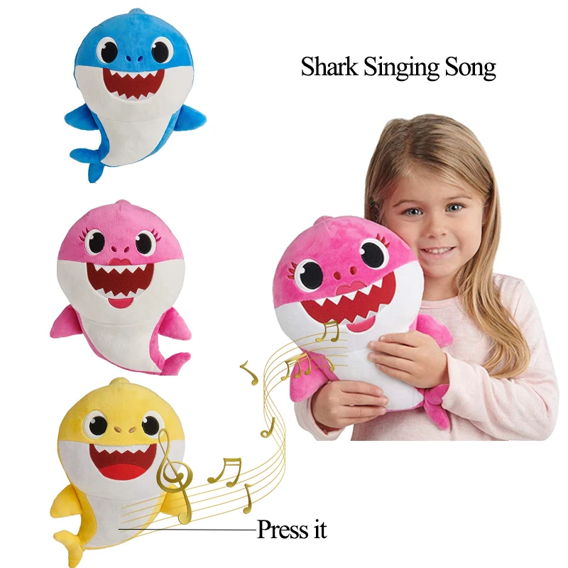 32cm Baby Music Shark Plush Cartoon Anime Animal Toy Boy Girl Christmas Birthday Gift Kawaii Pillows Singing English - Цена: 7.87