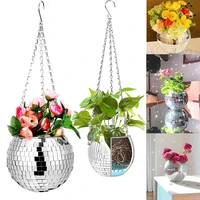 10152025cm disco ball hanging flower pot mirror hanging basket garden decor vase desktop decoration balcony vase