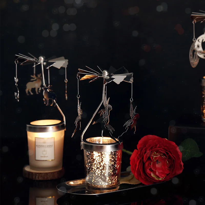 

Fantasy Star Light Wishing Cup Rotating Candle Windmill Revolving Scenic Lantern Lucky Candlestick Romantic Girl Heart Candlelig