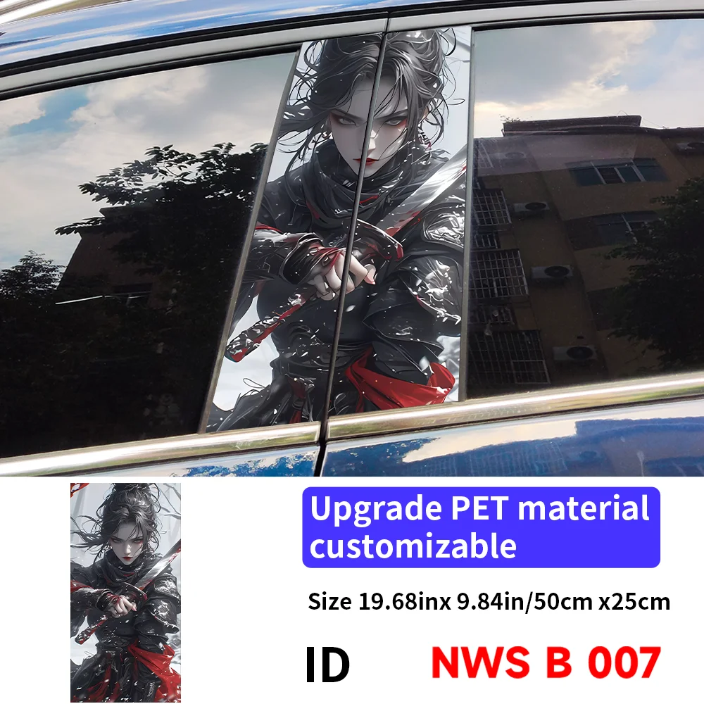 

Женские самурайские автомобильные наклейки, авто B-стойка, водостойкий солнцезащитный крем, виниловые наклейки, авто центральная колонна, чехол, царапины, декор, аксессуары