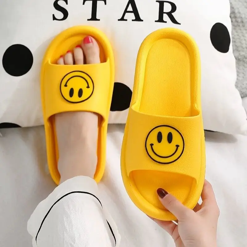 Women's Sandals Comfortable Slides House Cute Slippers Woman Summer New 2023 Slipper Fashion Teddy Bear Flat Home Smiley Face