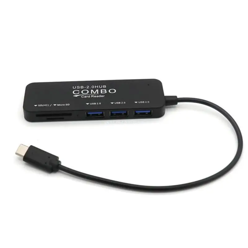 

USB Type-C комбинированный концентратор USB 2,0 высокоскоростной портативный 4 порта устройство для чтения карт памяти все в одном для SD TF ноутбука...