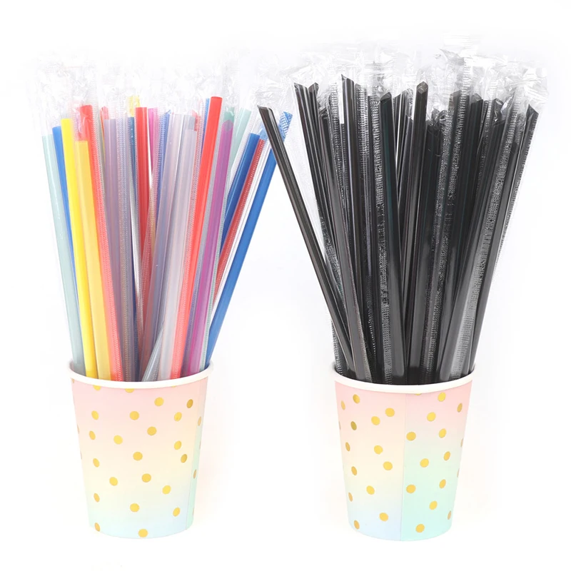 

100Pc Clear Individually Wrapped Drinking PP Straws 19*0.6cm Drinks Straws Home Party Supplies