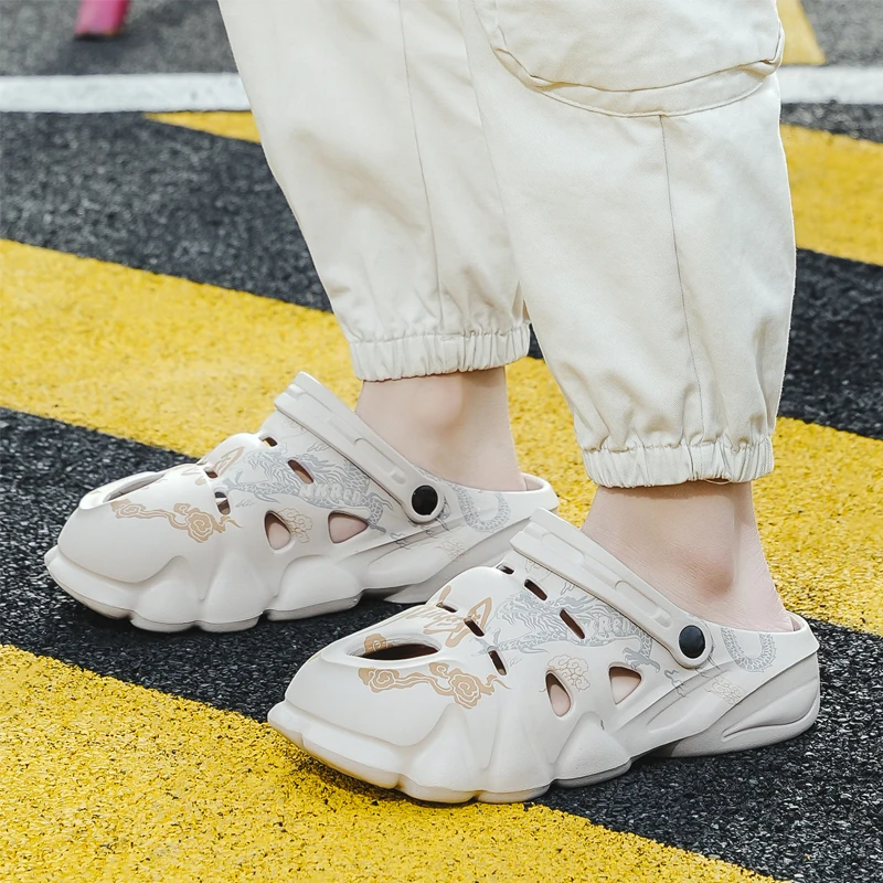 

Мужские сандалии, Новинка лета 2023, мужские легкие пляжные шлепанцы большого размера, дышащие мужские брикет, садовые Сабо