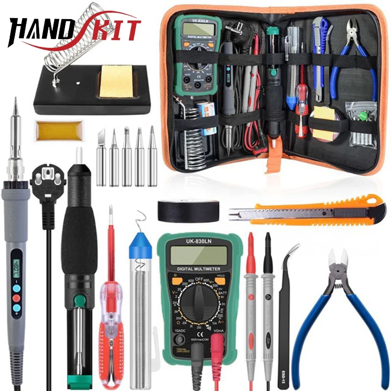 Электрический паяльник 90 Вт набор припоя плоскогубцы мультиметр портативный