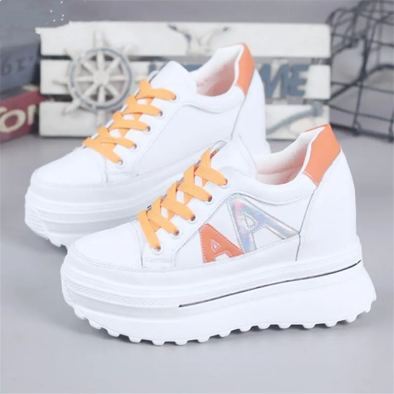 

8cm Korean Version of The White Shoes Women 2023 Spring New Fashion Platform Sneakers Casual Running Shoes