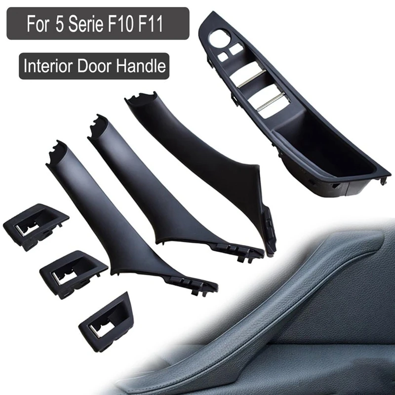 

3X RHD Car Interior Door Handle Inner Door Panel Pull Trim Cover For -Bmw 5 Serie F10 F11 520 525 Black RHD
