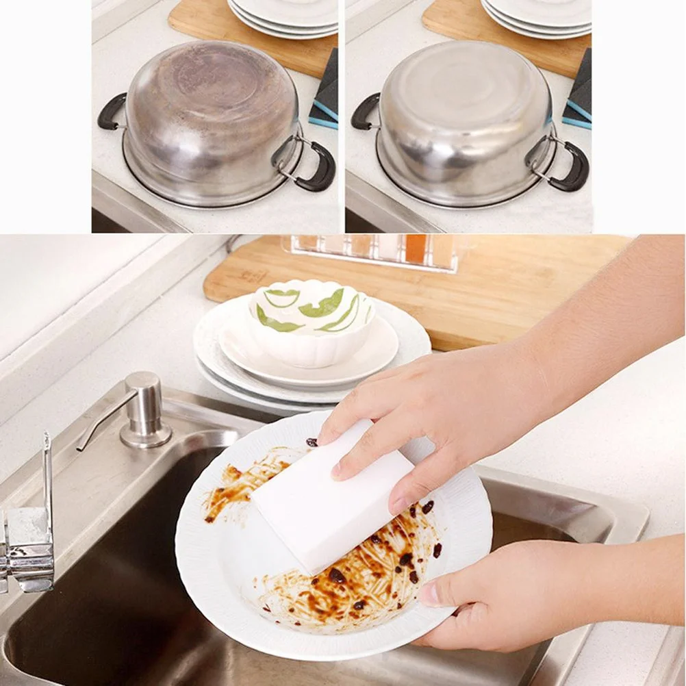 

20 Pcs Melamine Sponge Sponge Eraser Kitchen Cleaning Sponge Kitchen Bathroom Clean Accessory - 10x6x2cm (White) For kitchen