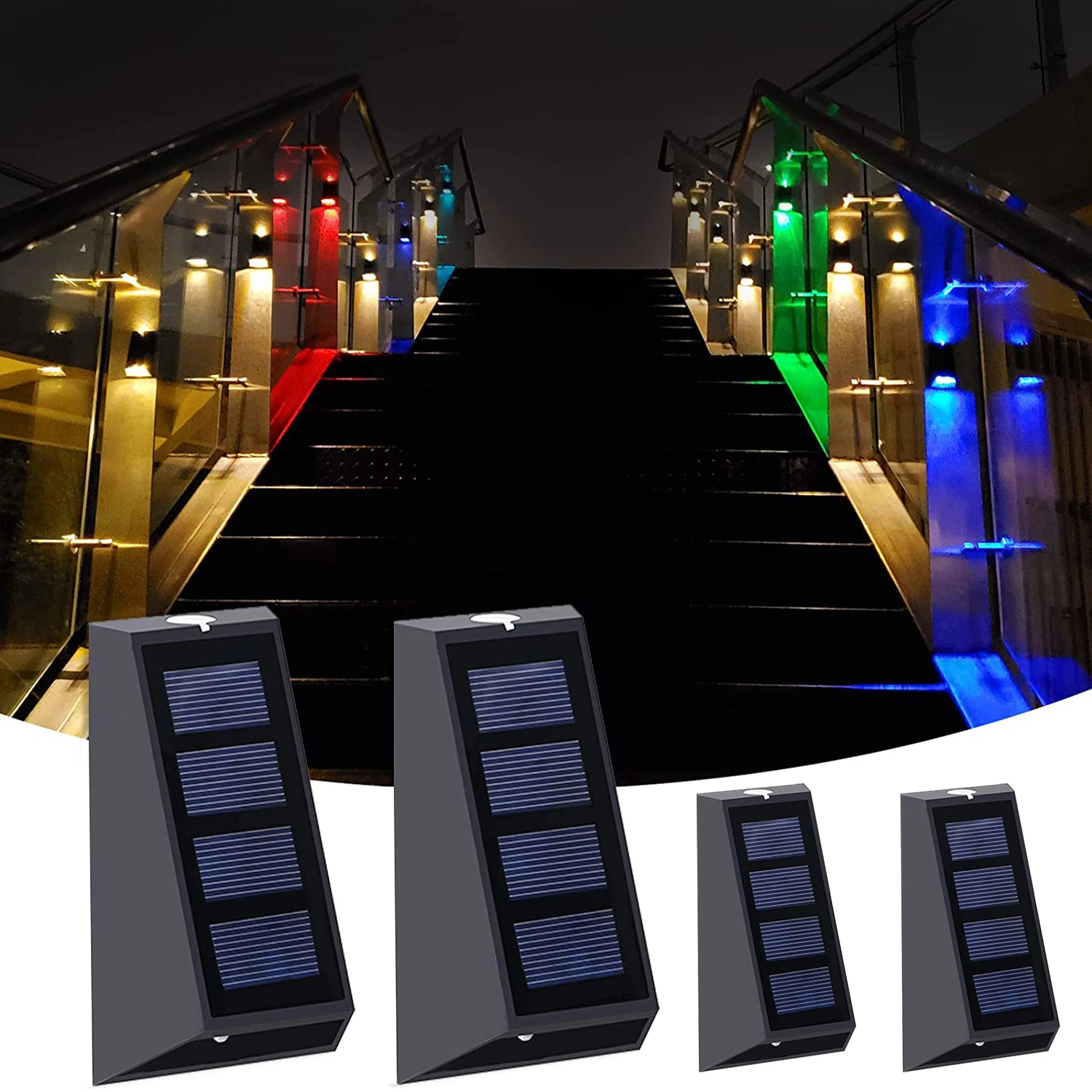 

Up Down Solar Led Light Outdoor Wall Lamp Smart Sensor Wall Sconce Outdoor Lights 7 Color Change for Backyard Garden Fence Stair
