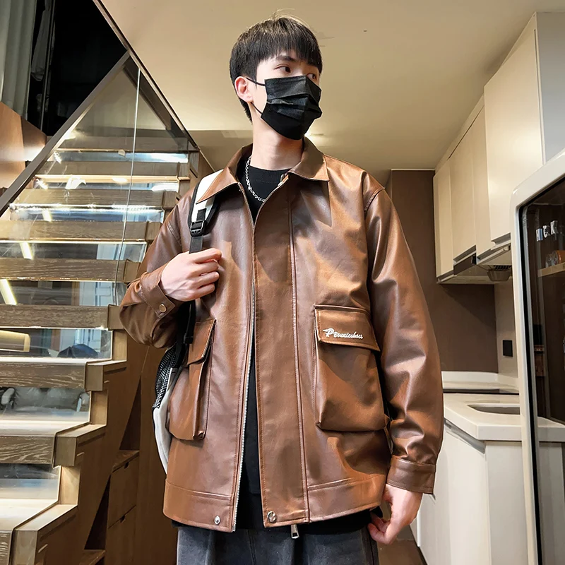 Осенняя новая американская винтажная свободная мотоциклетная кожаная одежда из