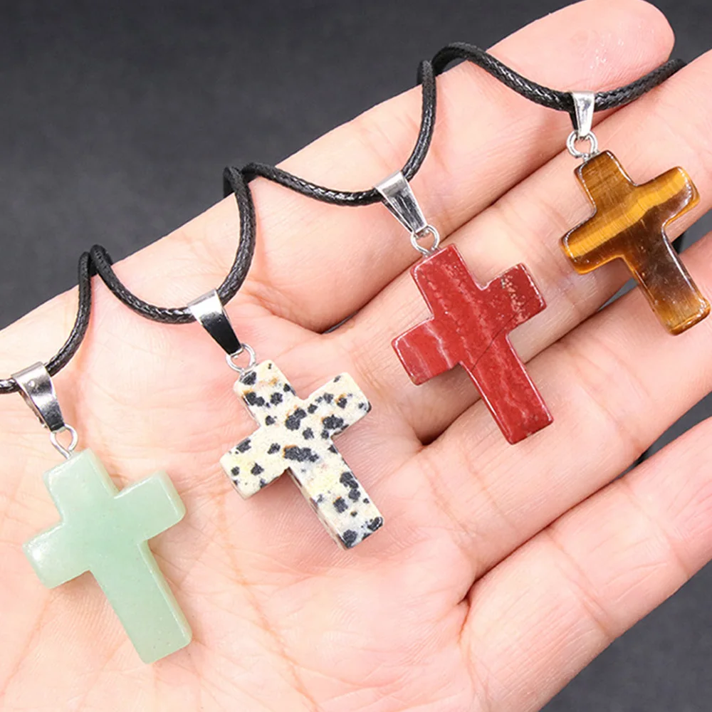 

1PC Natural Agate Stone Cross Charms Gemstone Pendants Quartz Crystal Chakra Reiki Healing Decoration Jewelry Making