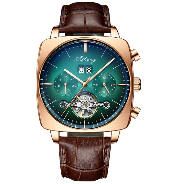 2022AILANG famous brand watch montre automatique luxe chronograph Square Large Dial Watch Hollow Waterproof mens fashion watches 6