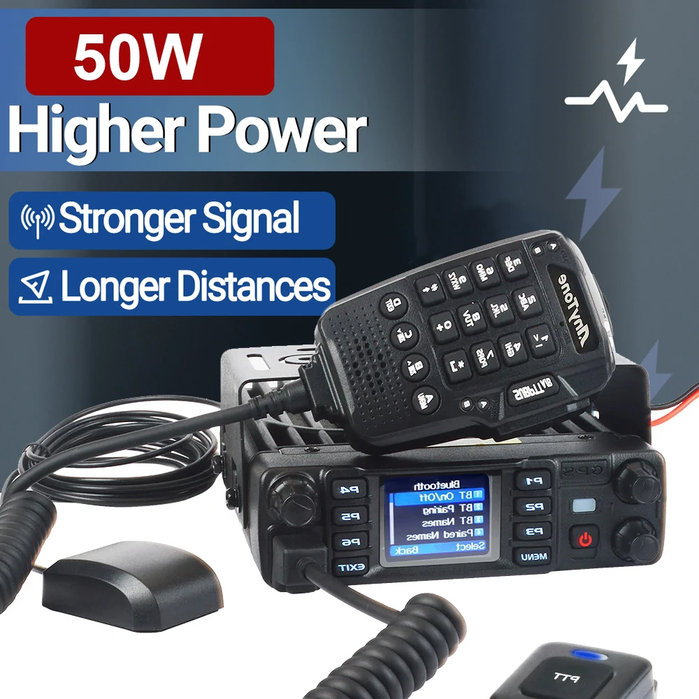 Фото Anytone AT-D578UV PRO DMR Цифровое радио 50 Вт двухдиапазонная рация дальнего действия с GPS APRS Беспроводная автомобильная мобильная радиостанция PTT №3