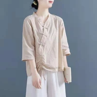 2022 women vintage blouse chinese traditional retro shirt tang suit casual qipao cheongsam blouse chiffon blouse folk suit