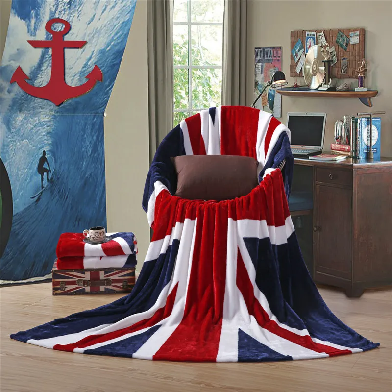 

200x150cm United Kingdom Britain UK USA Flag Blanket Stripe Star Soft Warm Fleece Throw Home Plush Bedroom Bed Sofa Cover