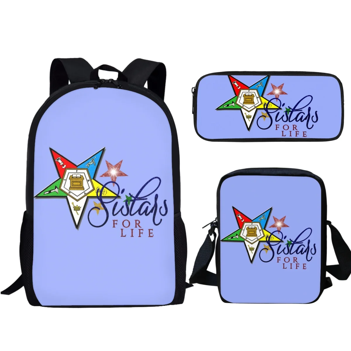 OES Sistars Order Of Eastern Kids School Bags Girls Fashion Student Backpack Back to School 3PCS/Set Boys Book Shoulder Bags