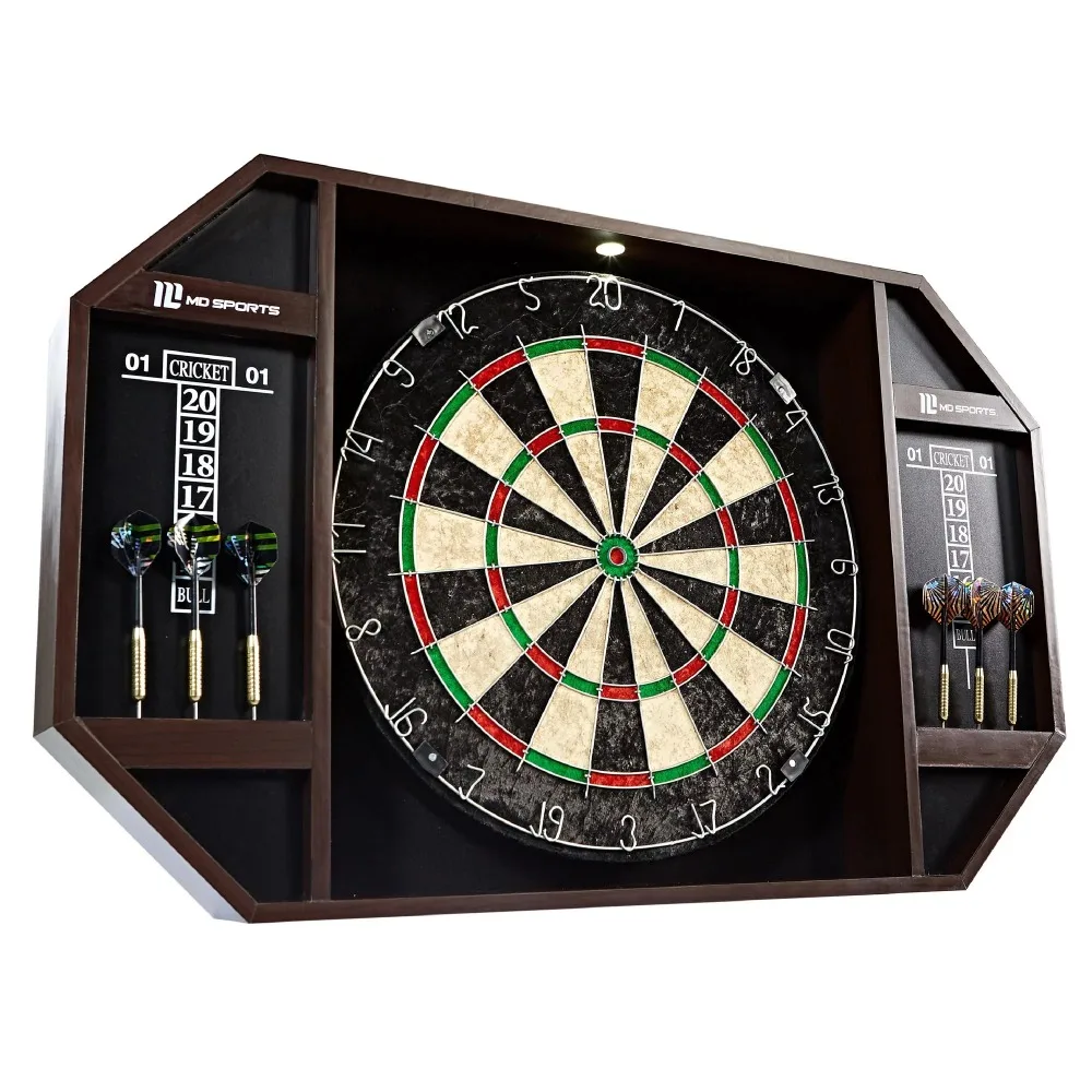 

Darts Bristle Dartboard Cabinet Set, LED Light, Steel Tip Darts, dart board