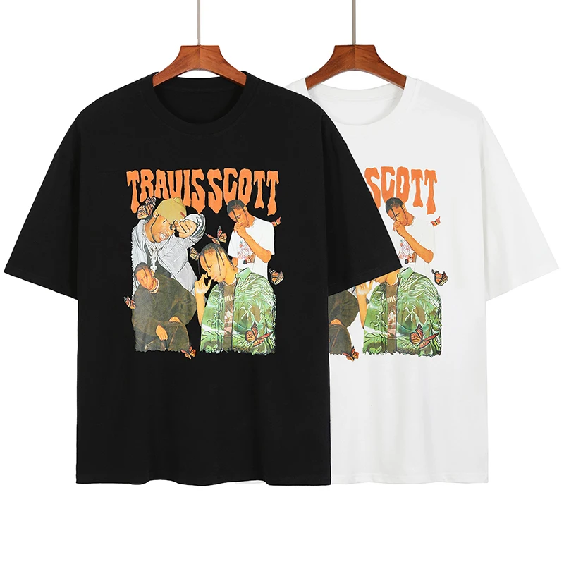 Футболка с принтом Трэвиса Скотта для мужчин и женщин в стиле хип-хоп |