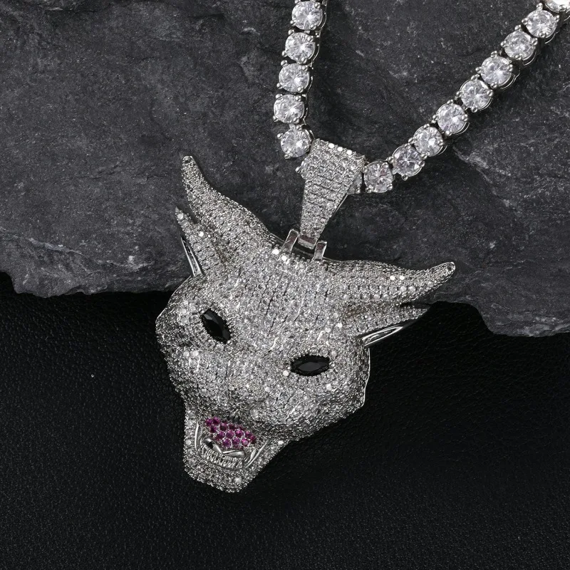 Ожерелье мужское в стиле хип-хоп с фианитами крутая подвеска виде демона