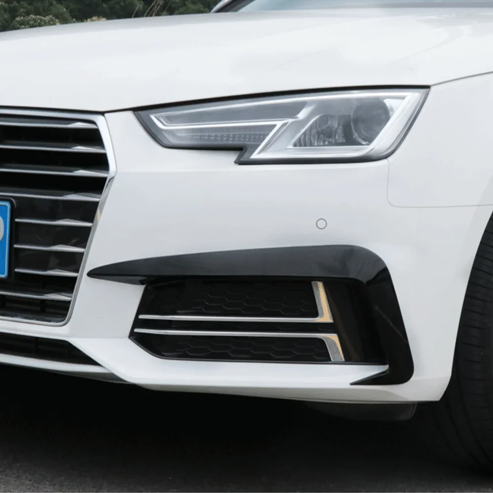 Фото 2X передние противотуманные фары, накладки на брови для Audi A4 B9 2017 2018 2019, передний бампер автомобиля, ветровой нож, решетка, комплекты кузова №3