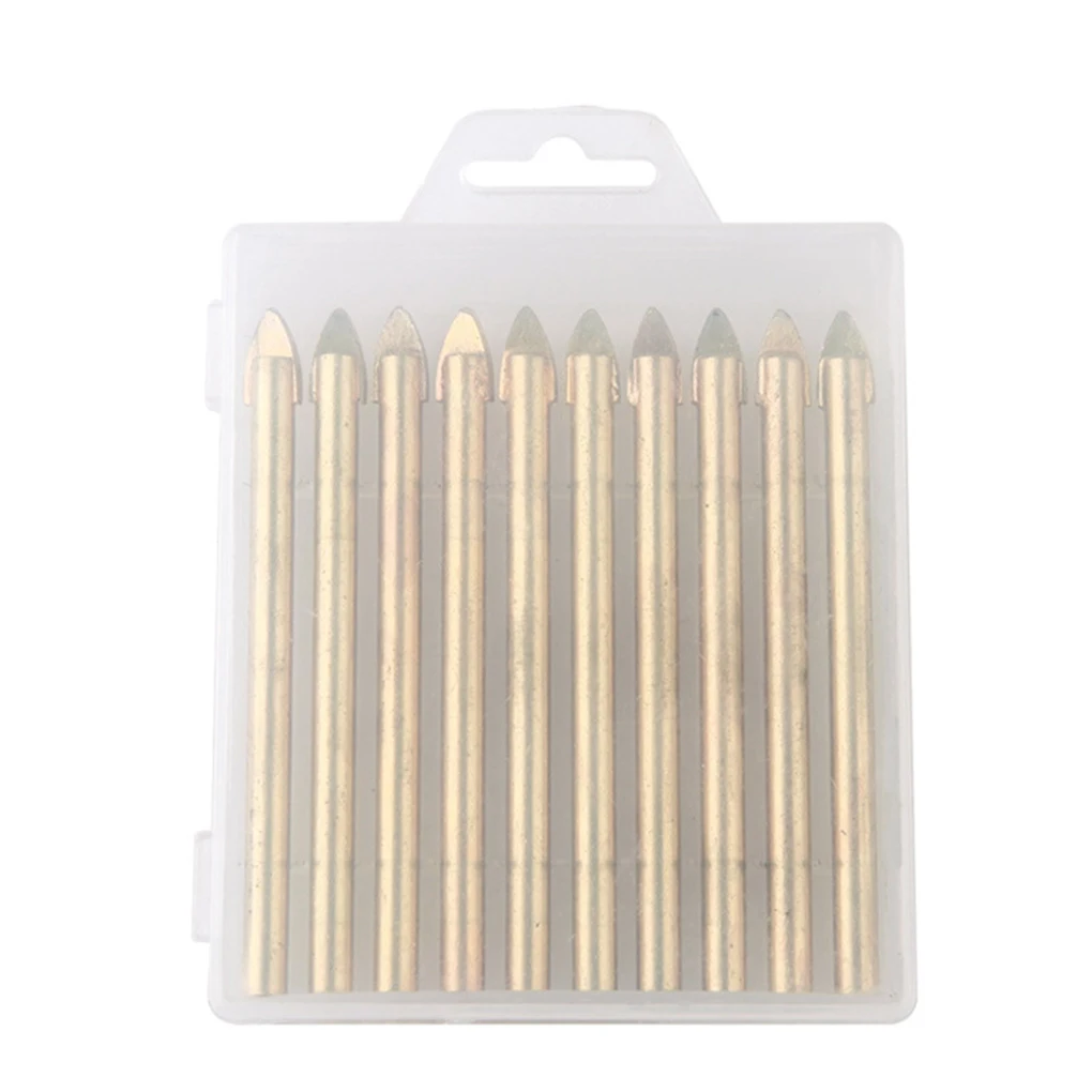 

10 Pieces 6mm Glass Drill Bits Ceramic Tile Wall Concrete Hole Puncher Power Tools Stonework Punching Accessories Gold