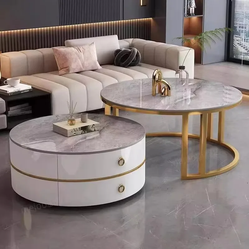 Фото Glam Nordic Журнальные столики Круглые простые роскошные металлические журнальные столики Дизайн Современные Muebles Para El Hogar Мебель для гостиной №1