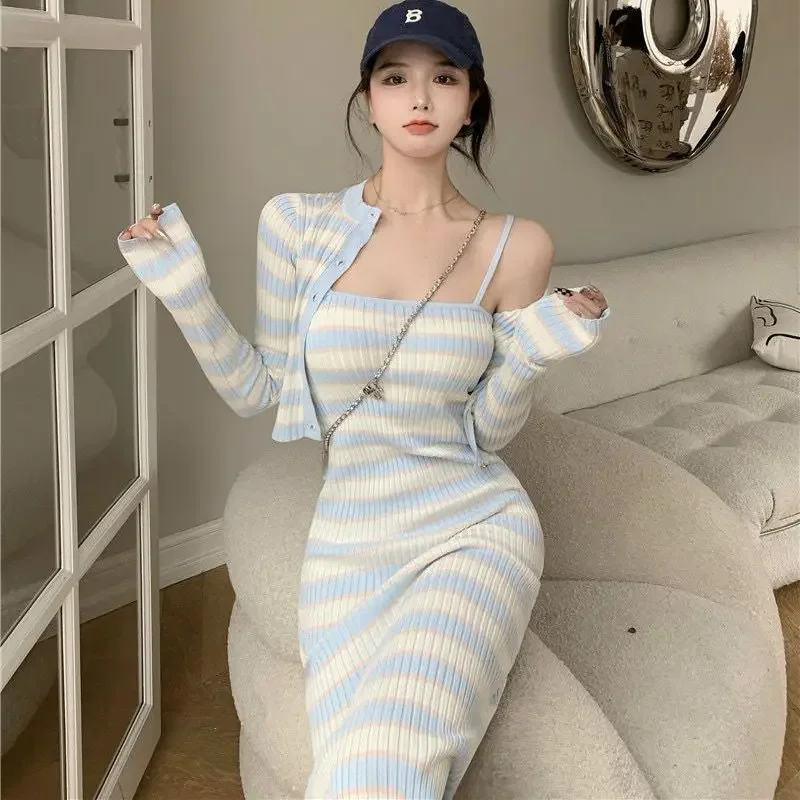 Осень 2024 новое женское элегантное крутое платье-майка костюм из двух предметов