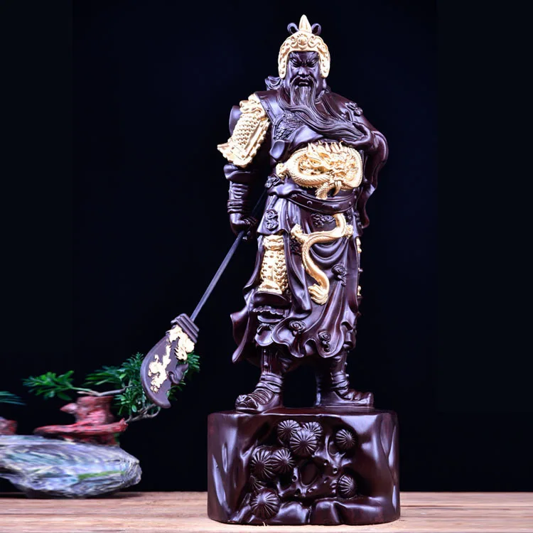

Ebony Wood Carving Guan Gong Buddha Statue Home Living Room Mahogany Craft Gift