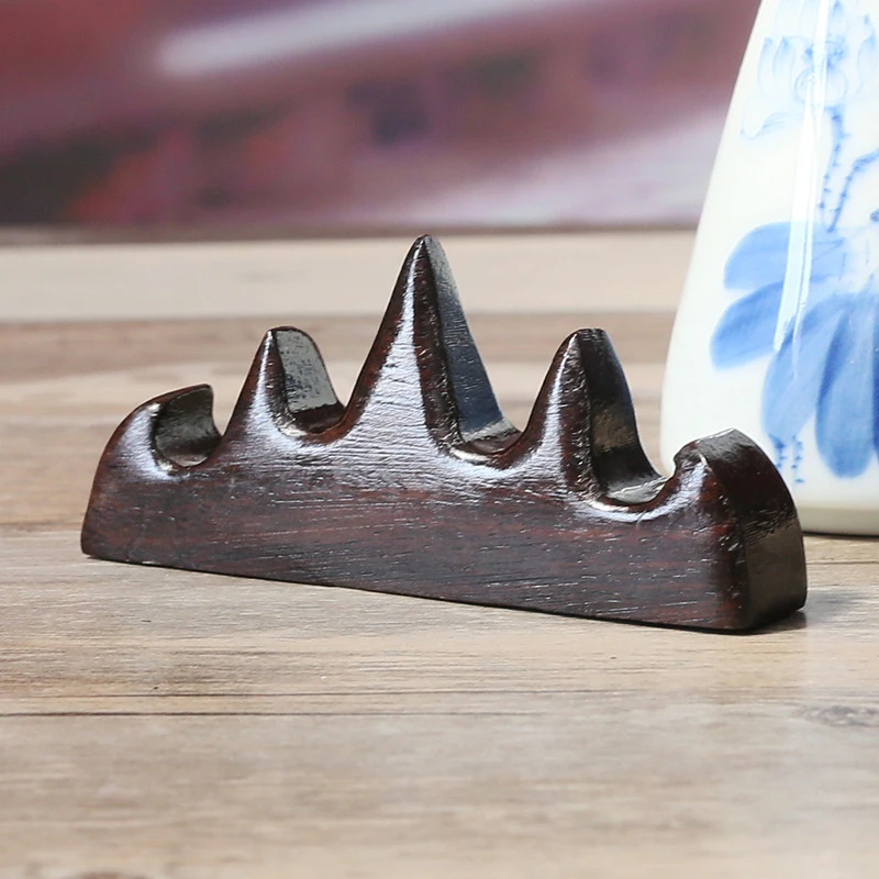

Black Catalpa Wooden Penholder Traditional Calligraphy Painting Writing Brush Holder Rack Study Room Practical Small Brush Rest