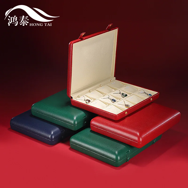 Jewelry storage leather box pendant ring clamshell double-breasted box jewelry display box can be customized