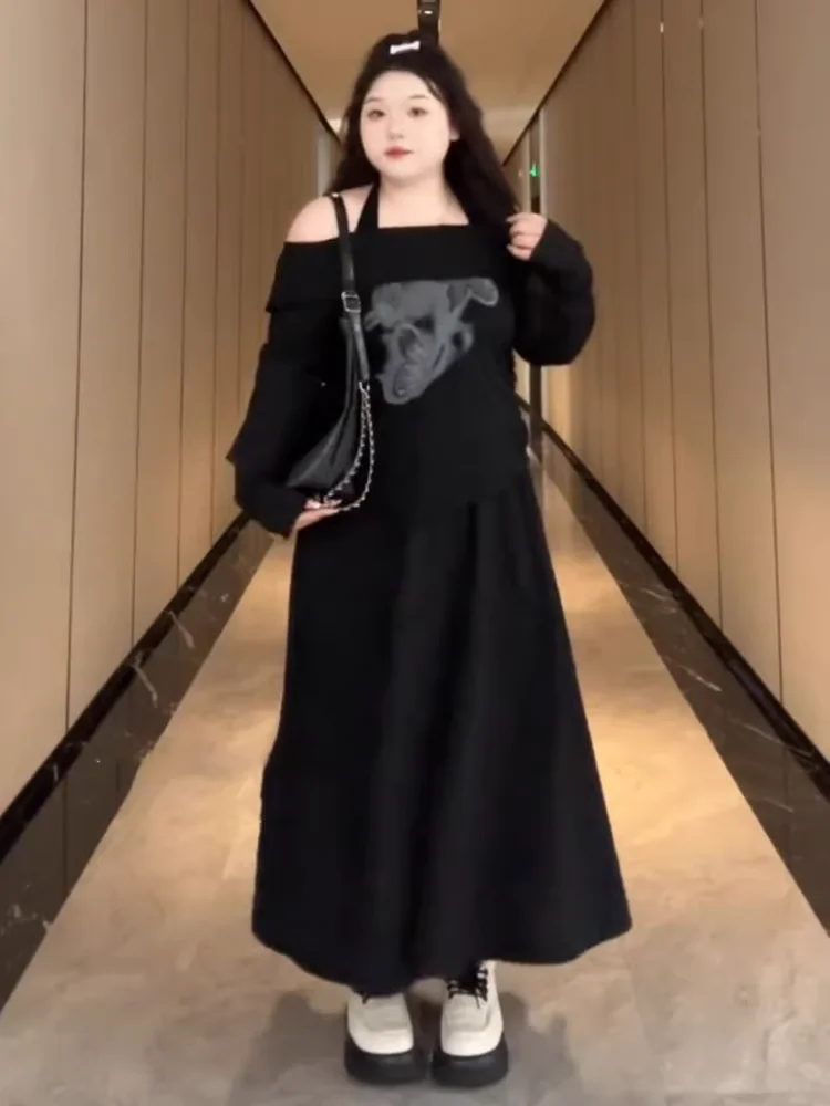 Женский комплект с юбкой на подтяжках больших размеров новинка 2024 ранняя осень