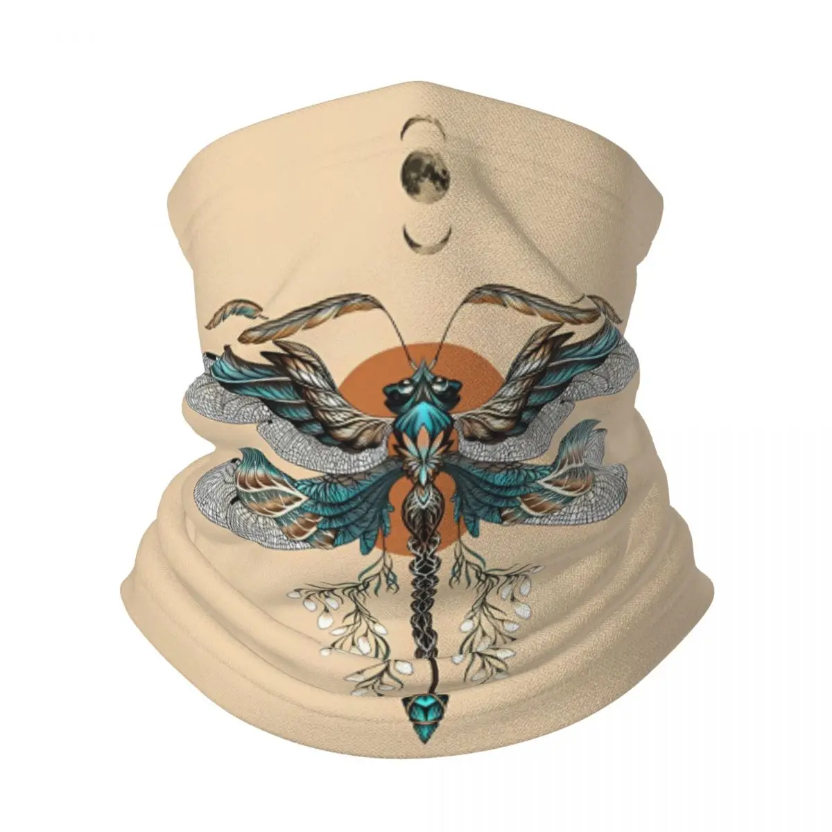 Теплый шарф со стрекозой